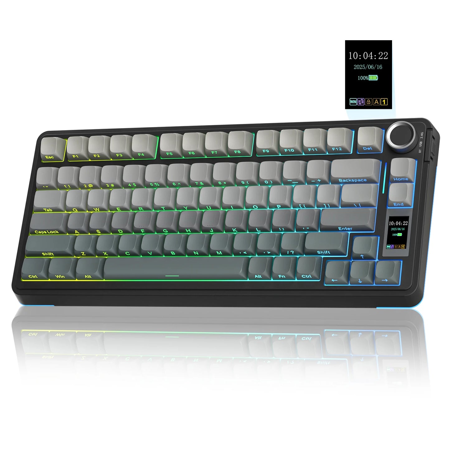 AULA S75 Pro 80 Keys wired/2.4G/Bluetooth Three Model Customizable Gradient Mechanical Keyboard(Milk Coffee + Dark Coffee)