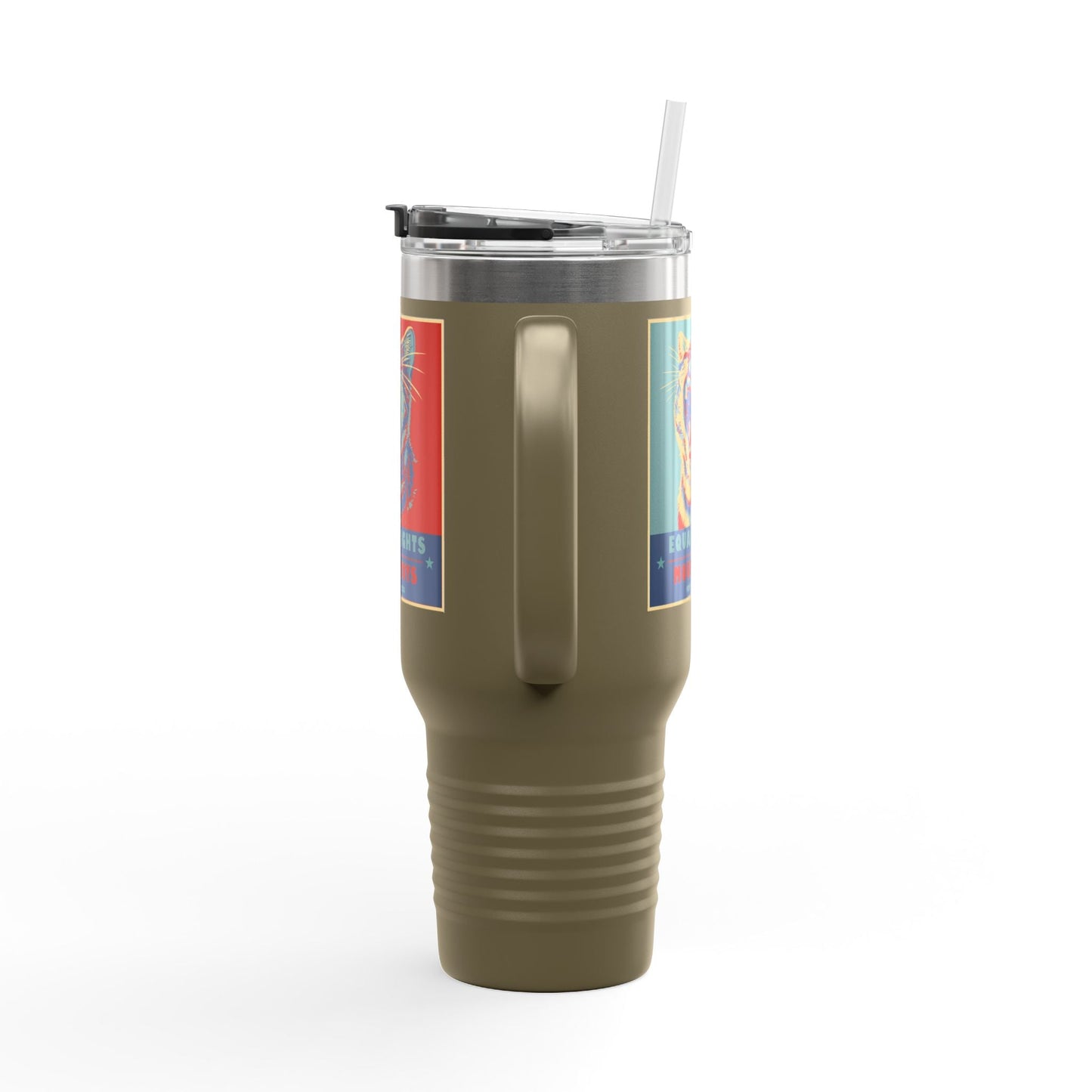 Insulated Travel Mug — "Vote Fish 2028" Funny Political Campaign Design Featuring Flounder the Purrmaid