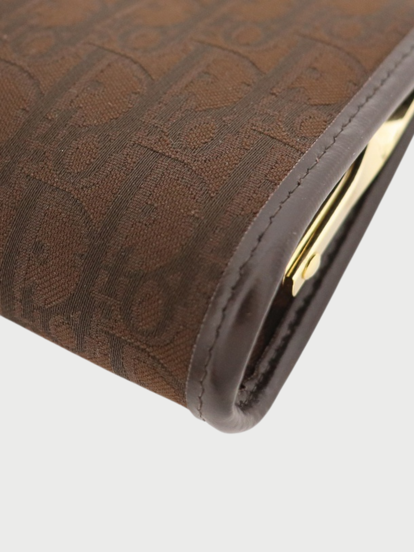 Christian Dior 2000s Brown Trotter Canvas Leather Clasp Coin Case
