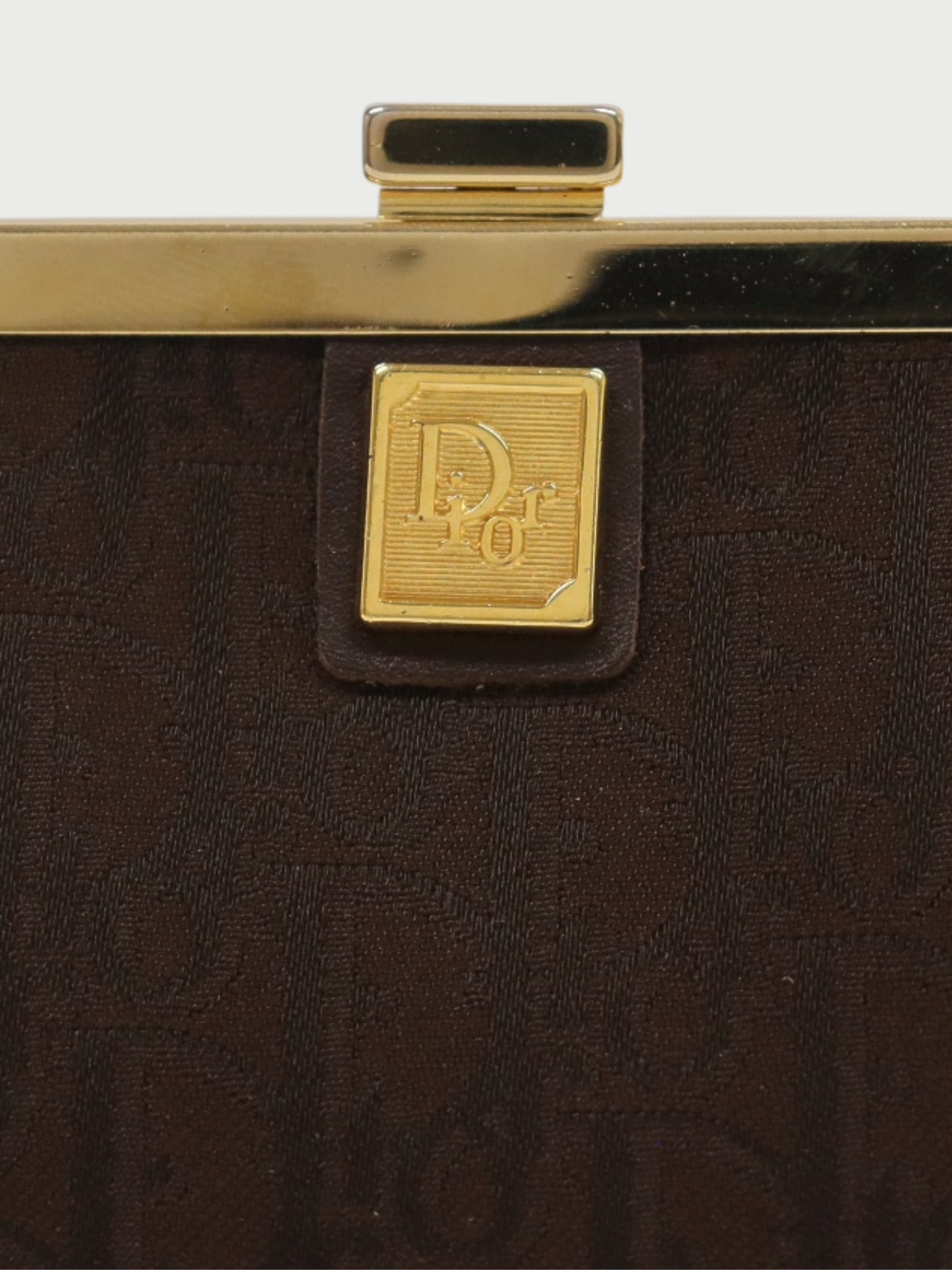 Christian Dior 2000s Brown Trotter Canvas Leather Clasp Coin Case