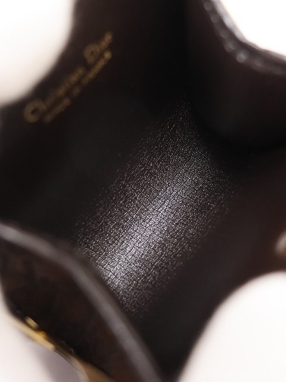 Christian Dior 2000s Brown Trotter Canvas Leather Clasp Coin Case