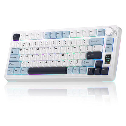 AULA S75 Pro 80 Keys wired/2.4G/Bluetooth Three Model Customizable Gradient Mechanical Keyboard(Milk Coffee + Dark Coffee)
