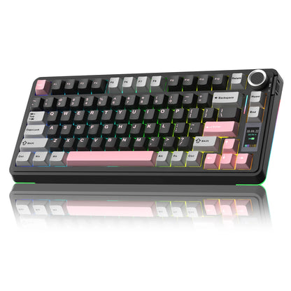 AULA S75 Pro 80 Keys wired/2.4G/Bluetooth Three Model Customizable Gradient Mechanical Keyboard(Milk Coffee + Dark Coffee)