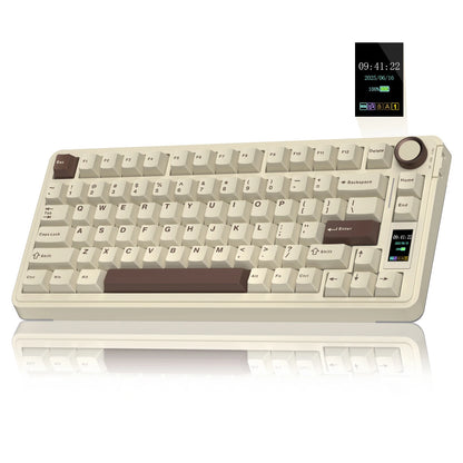 AULA S75 Pro 80 Keys wired/2.4G/Bluetooth Three Model Customizable Gradient Mechanical Keyboard(Milk Coffee + Dark Coffee)