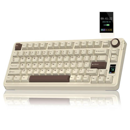 AULA S75 Pro 80 Keys wired/2.4G/Bluetooth Three Model Customizable Gradient Mechanical Keyboard(Milk Coffee + Dark Coffee)