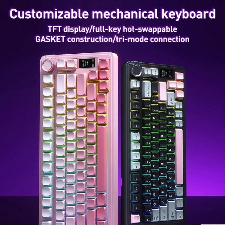 AULA S75 Pro 80 Keys wired/2.4G/Bluetooth Three Model Customizable Gradient Mechanical Keyboard(Milk Coffee + Dark Coffee)
