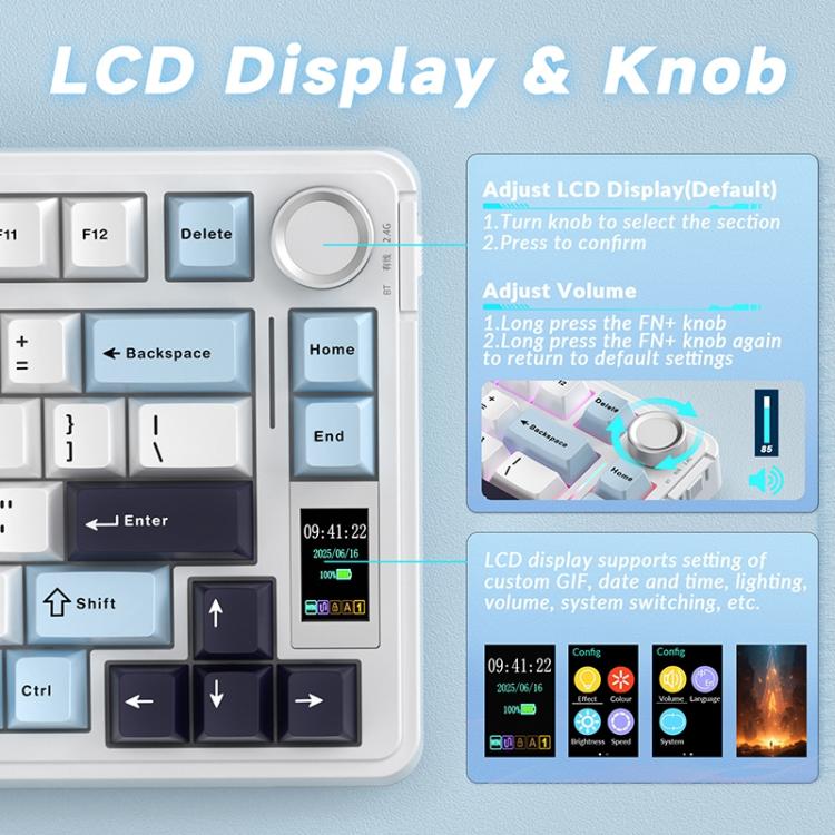 AULA S75 Pro 80 Keys wired/2.4G/Bluetooth Three Model Customizable Gradient Mechanical Keyboard(Milk Coffee + Dark Coffee)