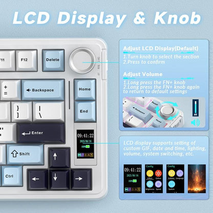 AULA S75 Pro 80 Keys wired/2.4G/Bluetooth Three Model Customizable Gradient Mechanical Keyboard(Milk Coffee + Dark Coffee)