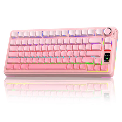 AULA S75 Pro 80 Keys wired/2.4G/Bluetooth Three Model Customizable Gradient Mechanical Keyboard(Milk Coffee + Dark Coffee)